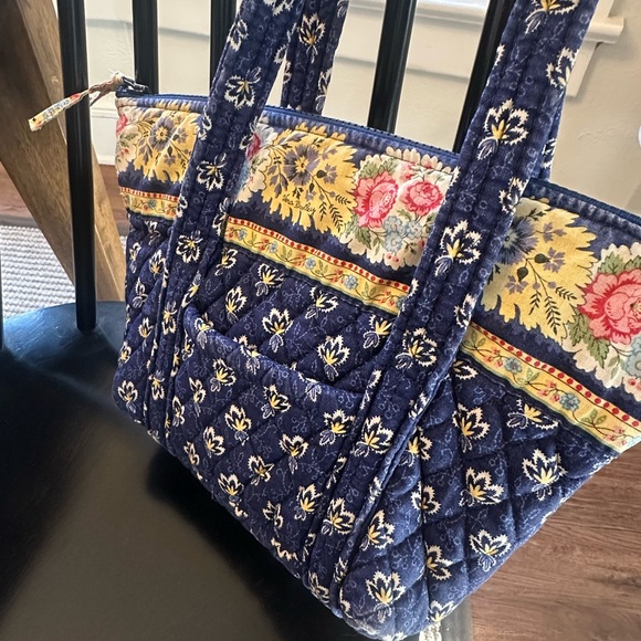 Vera Bradley Handbags - Vera Bradley Madison Blue Retired Quilted Floral Navy Shoulder Bag